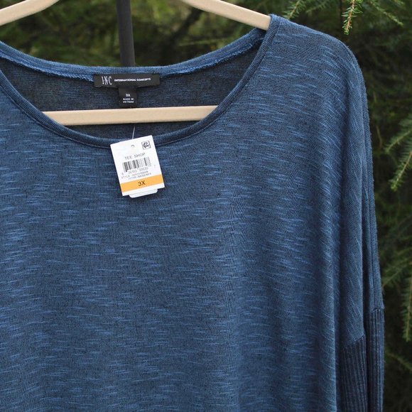 INC Plus Sz-3X Soft Contrast-Sleeve Sweater  NWT - Picture 3 of 5